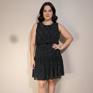 Ann Taylor Black Polka Dot Sleeveless A-Line Dress